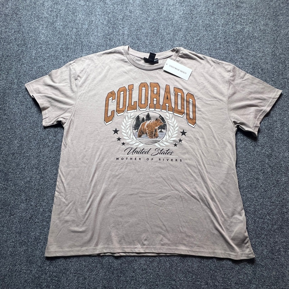 Colorado River Grizzly Bear Graphic T-Shirt Tan XL NWT